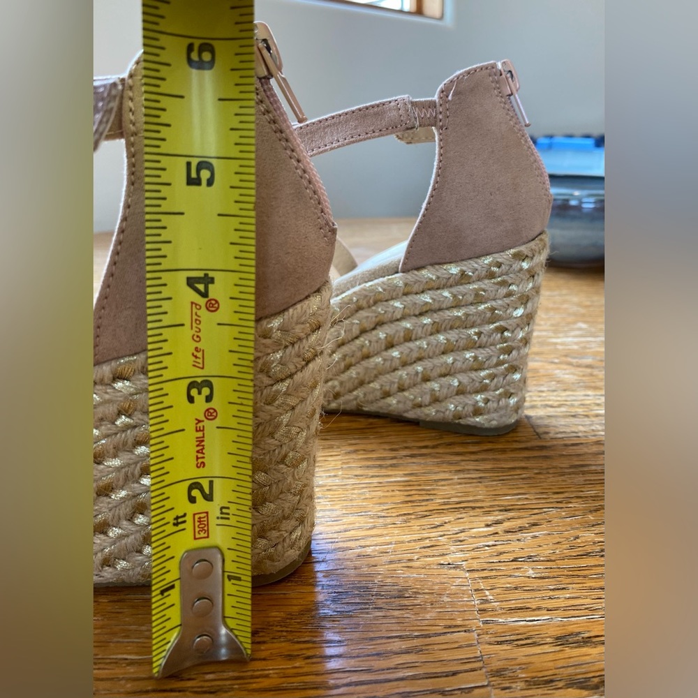 BKE Sole Davinia Platform Wedge Espadrille Sandal 7.5 Beige - Picture 4 of 10